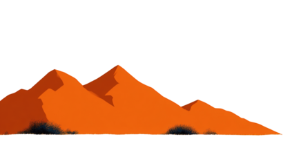 Orange desert mountains against a black backdrop