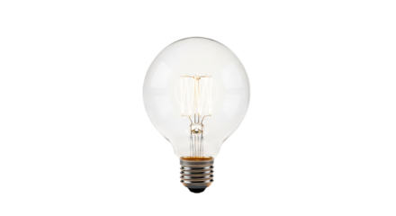 Vintage edison filament candle light bulb on black background