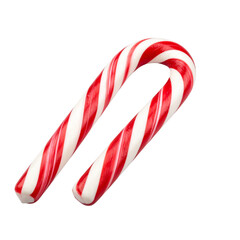Fototapeta premium a striped red and white candy cane for a food-themed, photorealistic illustration in a PNG 