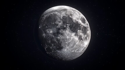 Obraz premium Detailed Full Moon Showing Craters Texture Surface Against Starry Night Space