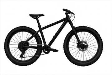 Black mountain bike isolated on transparent background with clipping path
