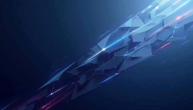 Abstract Geometric Shapes with Glowing Lines on Dark Background