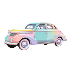 Fototapeta premium Pastel-colored vintage car illustration