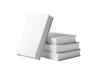 Three blank white books stacked
