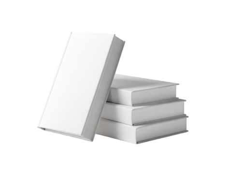 Three blank white books stacked