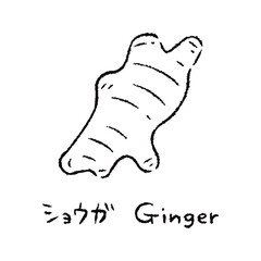 手描きのしょうが2_名称入_白黒