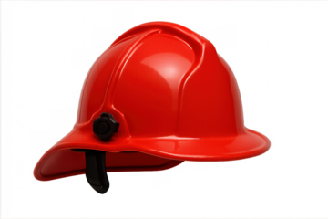 Red firefighter helmet protecting from dangers with transparent background