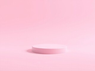 Minimalist pink podium display for product presentation on a soft pink background