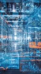 Futuristic Digital Cityscape Overlay