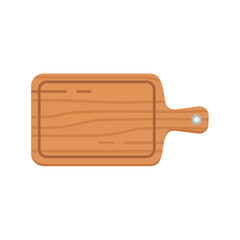 A clean, flat vector illustration of a wooden cutting board with a handle, representing kitchen tools and cooking.