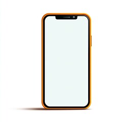 Orange smartphone mockup, front view, blank screen