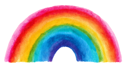 Watercolor rainbow isolated on transparent background.
