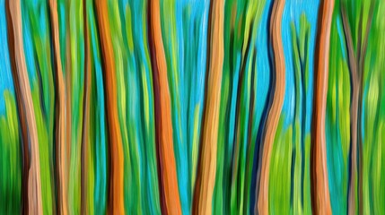 Vibrant trees in a serene forest nature scene colorful environment aesthetic viewpoint artistic expression