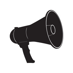 Simple Black and White Megaphone on White Background