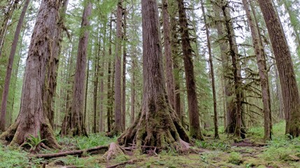 Obraz premium Exploring ancient forests pacific northwest nature photography lush environment ground view tranquility in nature