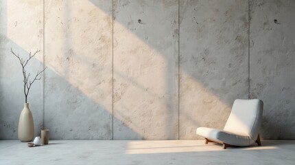 Minimalist interior with concrete wall and chair modern chair