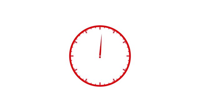 12 hours clock dial loop, twenty-four hours time lapse animation. Twelve hours clock run, moving time arrows. Hours appear on a white background