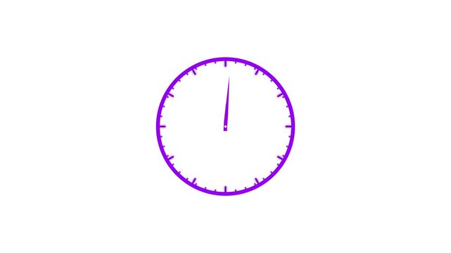 12 hours clock dial loop, twenty-four hours time lapse animation. Twelve hours clock run, moving time arrows. Hours appear on a white background