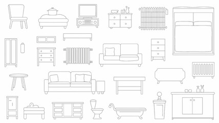 Chic line art furniture collection for modern home design inspiration, featuring sofas, beds, tables, and storage essentials