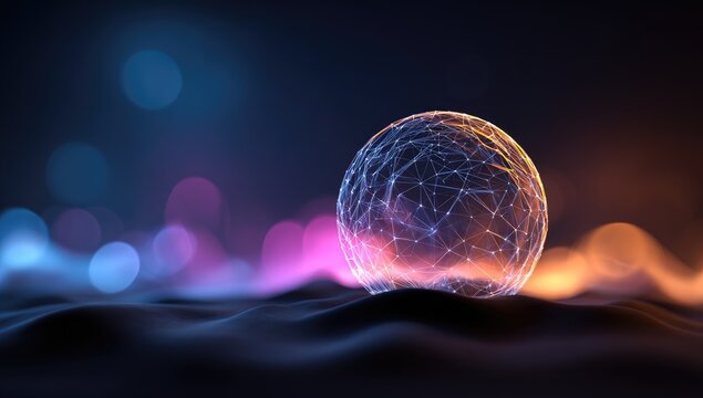 Abstract sphere, network design, vibrant colors