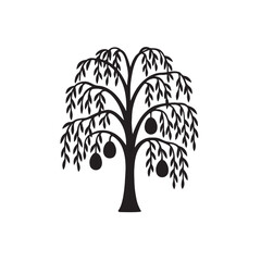 Willow tree silhouette vector illustration © Afjal