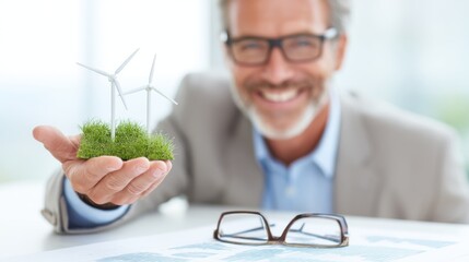 Sustainable energy solutions presentation office environment business meeting indoor professional insight