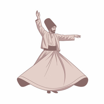 whirling dervish in beige robes clip art preview