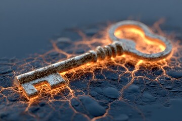 Central lock depicts secure connectivity in digital networks. Security enhancements. Cybersecurity monitor shows decrease in dutch business attacks. Company safety measures. It problem solutions.