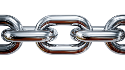 Interlinked: A close-up shot of a robust metal chain, meticulously arranged. Each link reflects the gleam of polished steel, evoking a sense of strength, connectivity.
