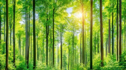 Fototapeta premium Exploring lush green forests nature trails scenic beauty tranquil environment eye-level view peaceful escape