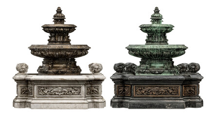 Fototapeta premium Detailed Vintage Fountain Design Isolated on Transparent Background