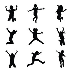 Kids jumping silhouette