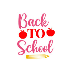 Back To School typography clip art design on plain white transparent isolated background for card, shirt, hoodie, sweatshirt, apparel, tag, mug, icon, poster or badge