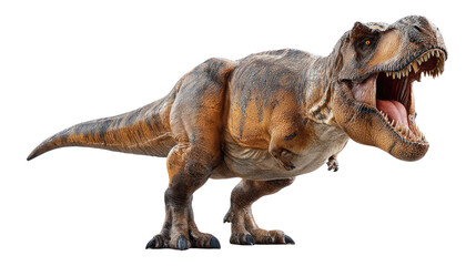 Prehistoric Power: Tyrannosaurus Rex Roaring! A colossal Tyrannosaurus Rex stands tall, mouth agape in a fearsome roar.