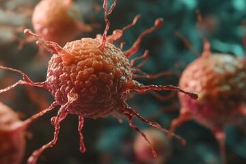 Medical Illustration of Cancer Cell Mutation. Generated AI