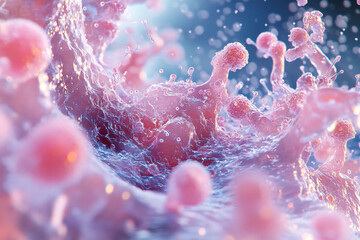 Medical Illustration of Cancer Cell Mutation. Cancer Cells Spreading in Human Body. Generated AI