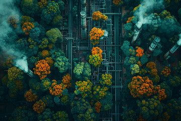 Actions Impact the Environment, Carbon Footprint Concept, Generative AI