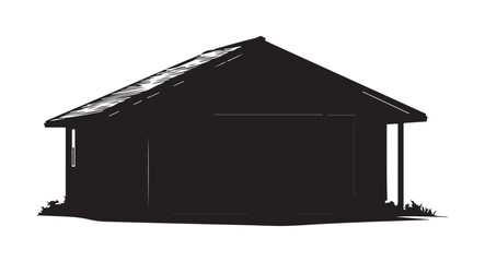 Silhouette of Small Shed Structure With Overhanging Roof and Supports