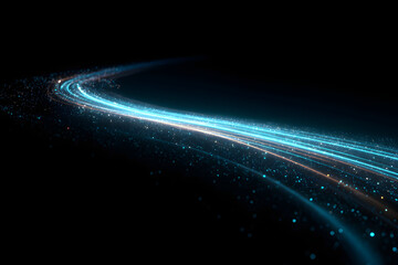 Abstract light trails on black background