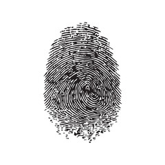 Unique Black and White Fingerprint on a Plain White Background