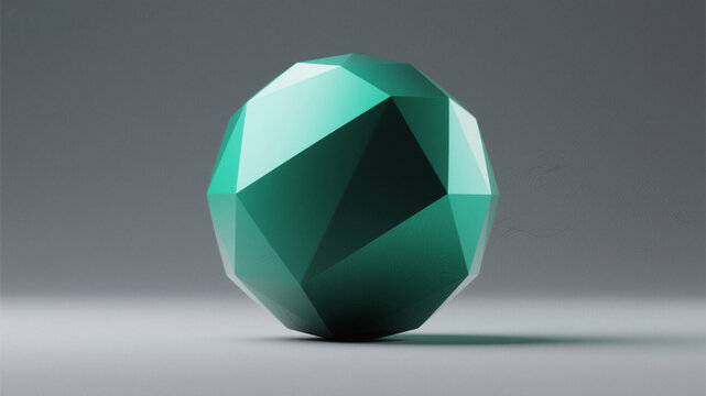 Environmental protection theme, green gradient abstract sphere, geometric cross-section texture, futuristic minimalist design