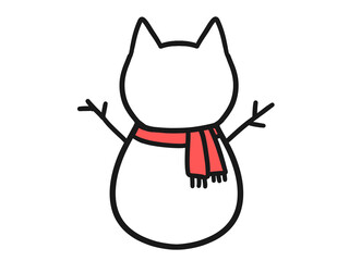 猫の雪だるま(顔なし)のイラスト