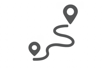 Winding road connecting two locations on transparent background