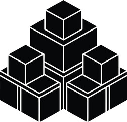 solid black silhouette of plastic stacking blocks