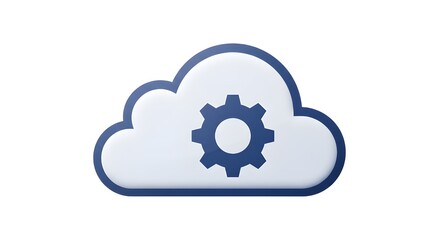Cloud with Gear Icon | Cloud Computing Symbol for Technology, Software, and IT Solutions
