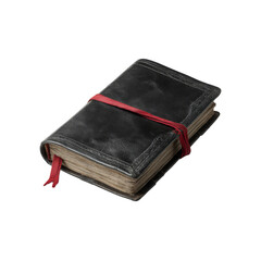 Antique Leather-Bound Journal with Red Ribbon Closure