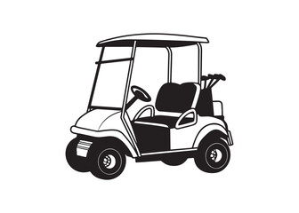 Golf Cart Vehicle Silhouette Vector Icon Isolated on White Background.