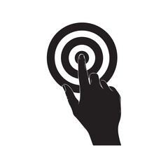Targeting Touch Finger Reaching Target in Black and White