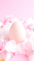Delicate pastel egg amongst spring blossoms