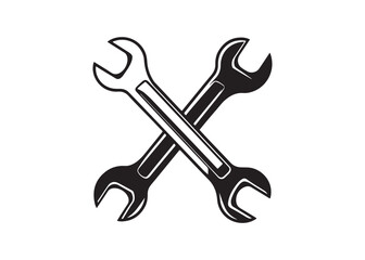 Double Open-End Wrench Icon Black Silhouette Vector Illustration Isolated.